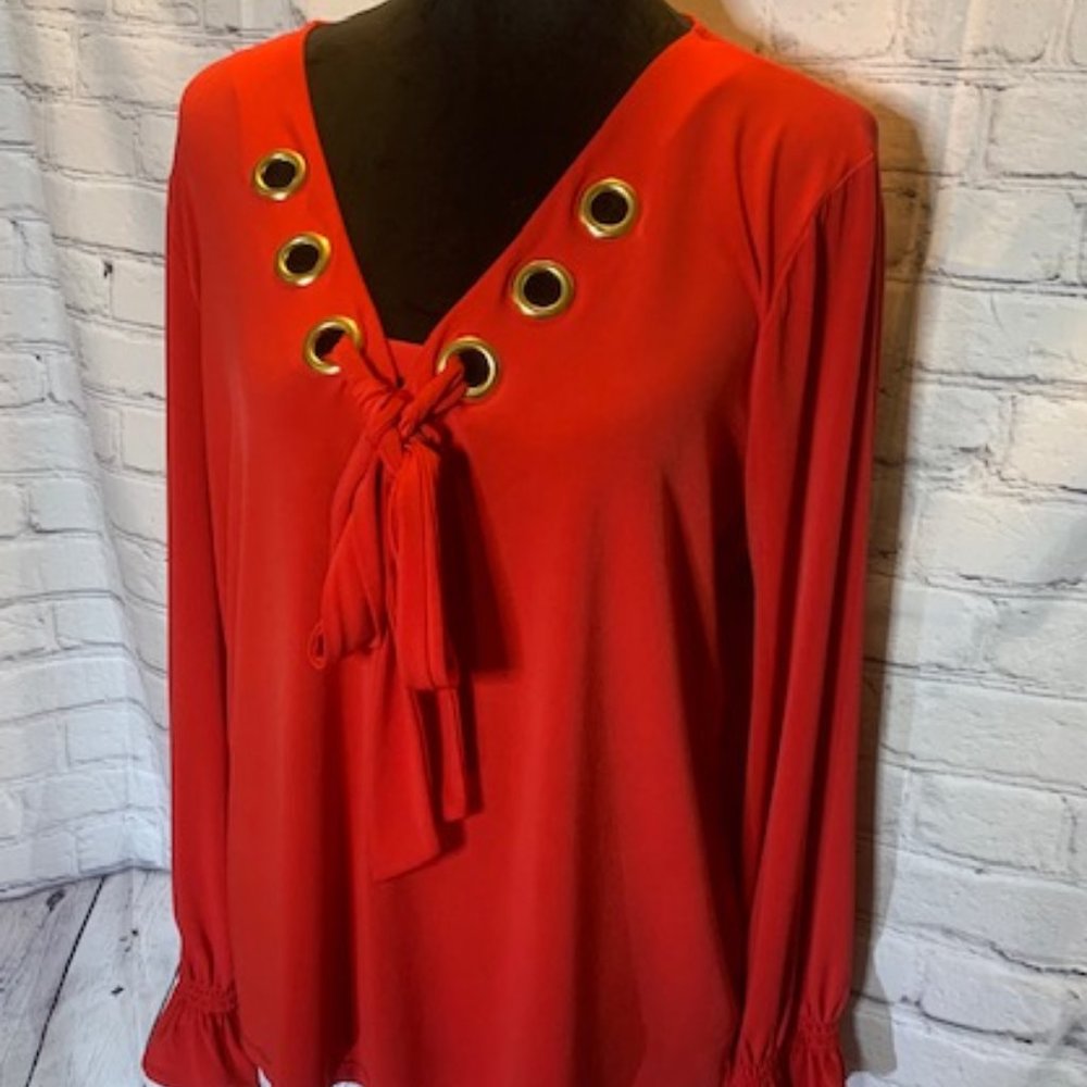 XL Michael Kors Red Ruffle Blouse